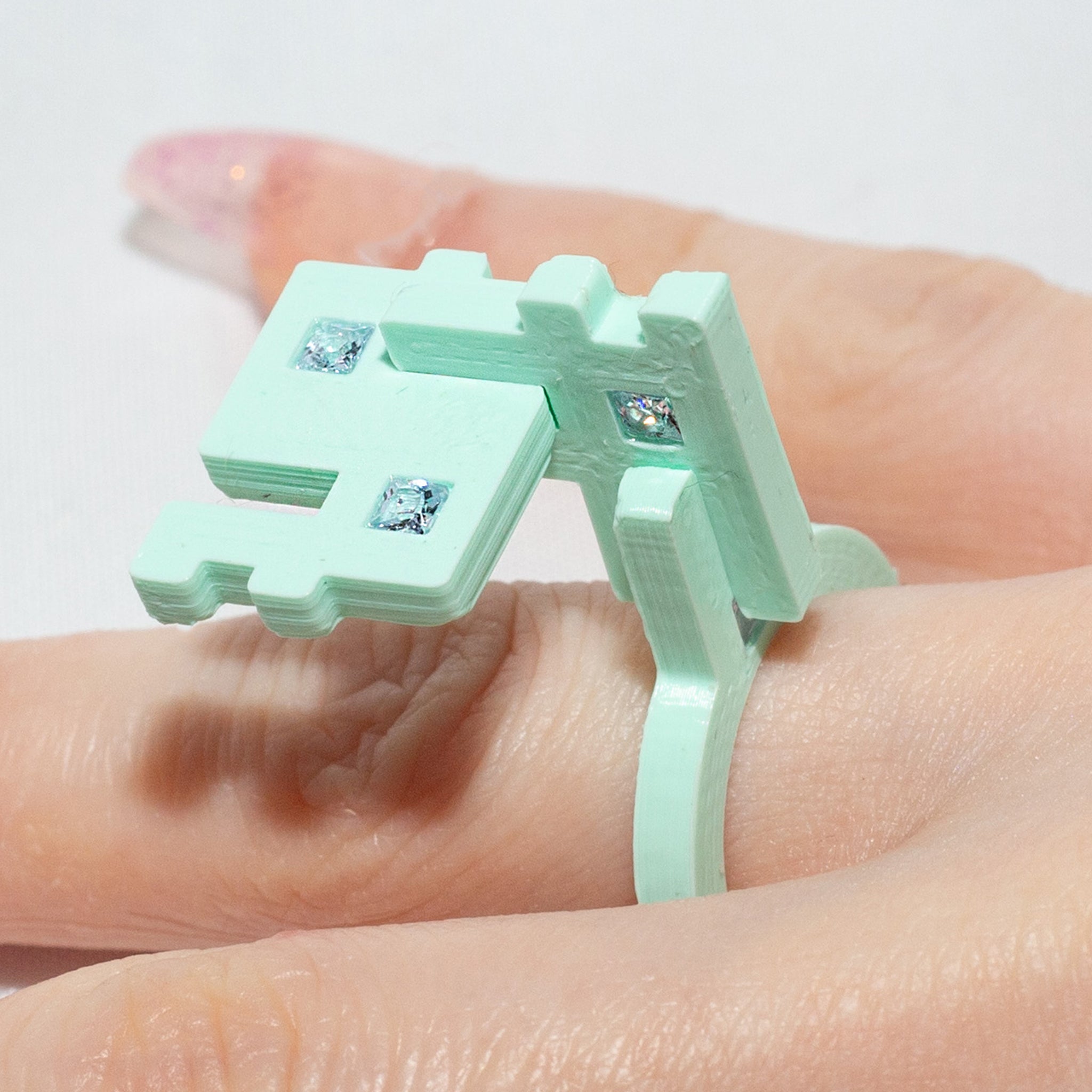 Printed PLA & Cubic Zirconia Connection Ring Set